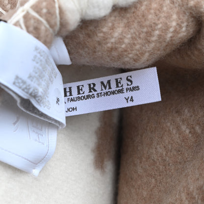 Hermes Wool Cashmere Avalon Baby Blanket Noisette Moyen White 4 of 4