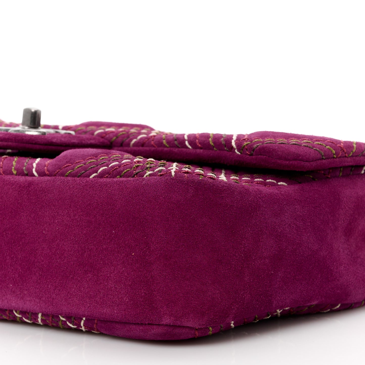 Suede Stitched Medium Saltire Single Flap Purple