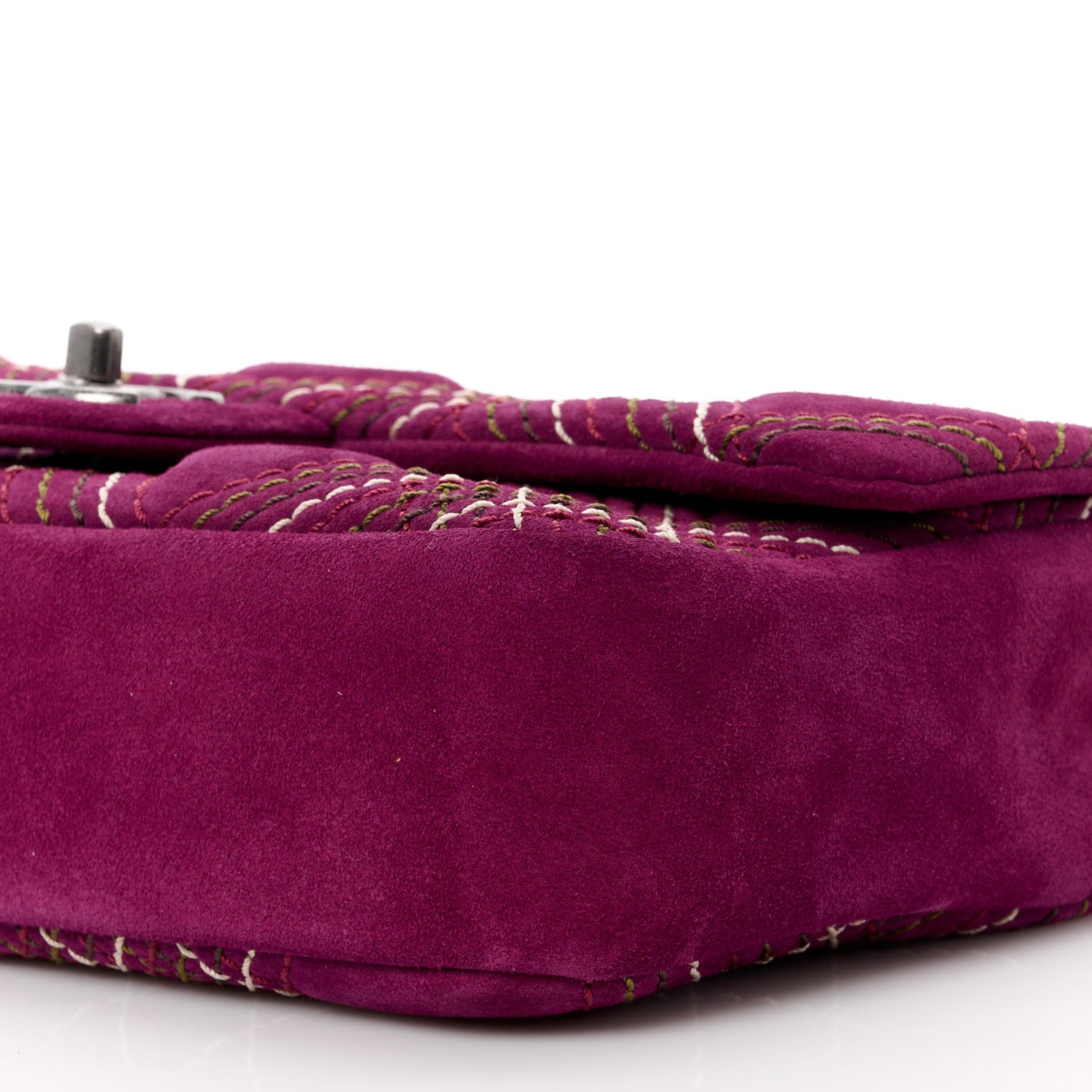 Chanel Suede Stitched Medium Saltire Single Flap Purple 11 of 11