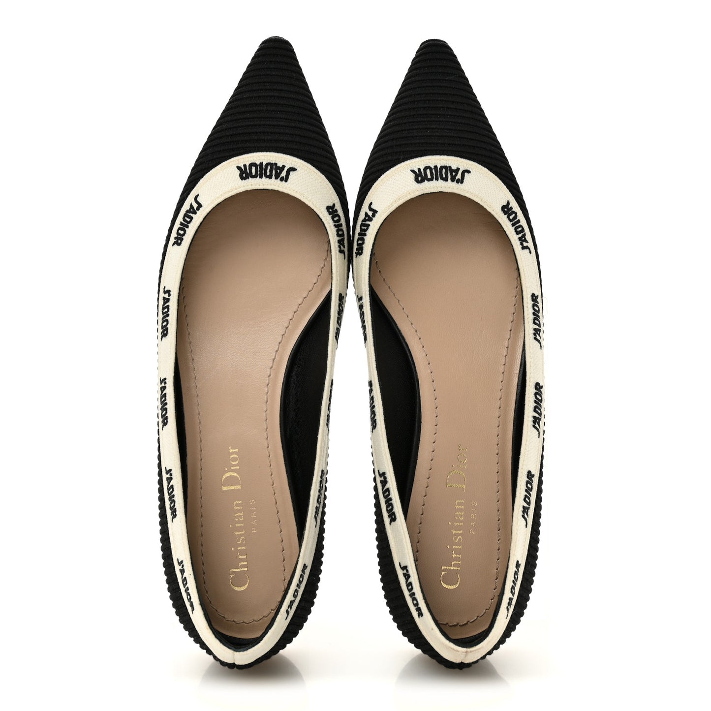 Fabric Ribbon Embroidered J'Adior Ballet Flats 37.5 Black