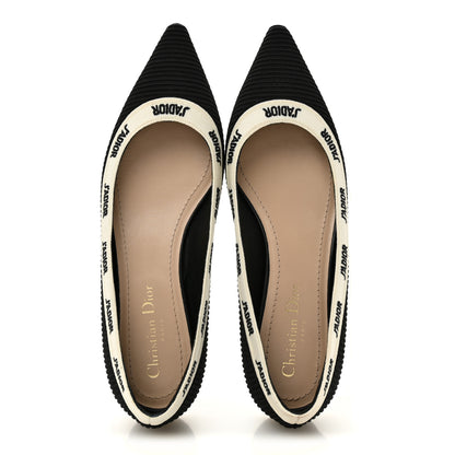 Christian Dior Fabric Ribbon Embroidered J'Adior Ballet Flats 37.5 Black 5 of 9