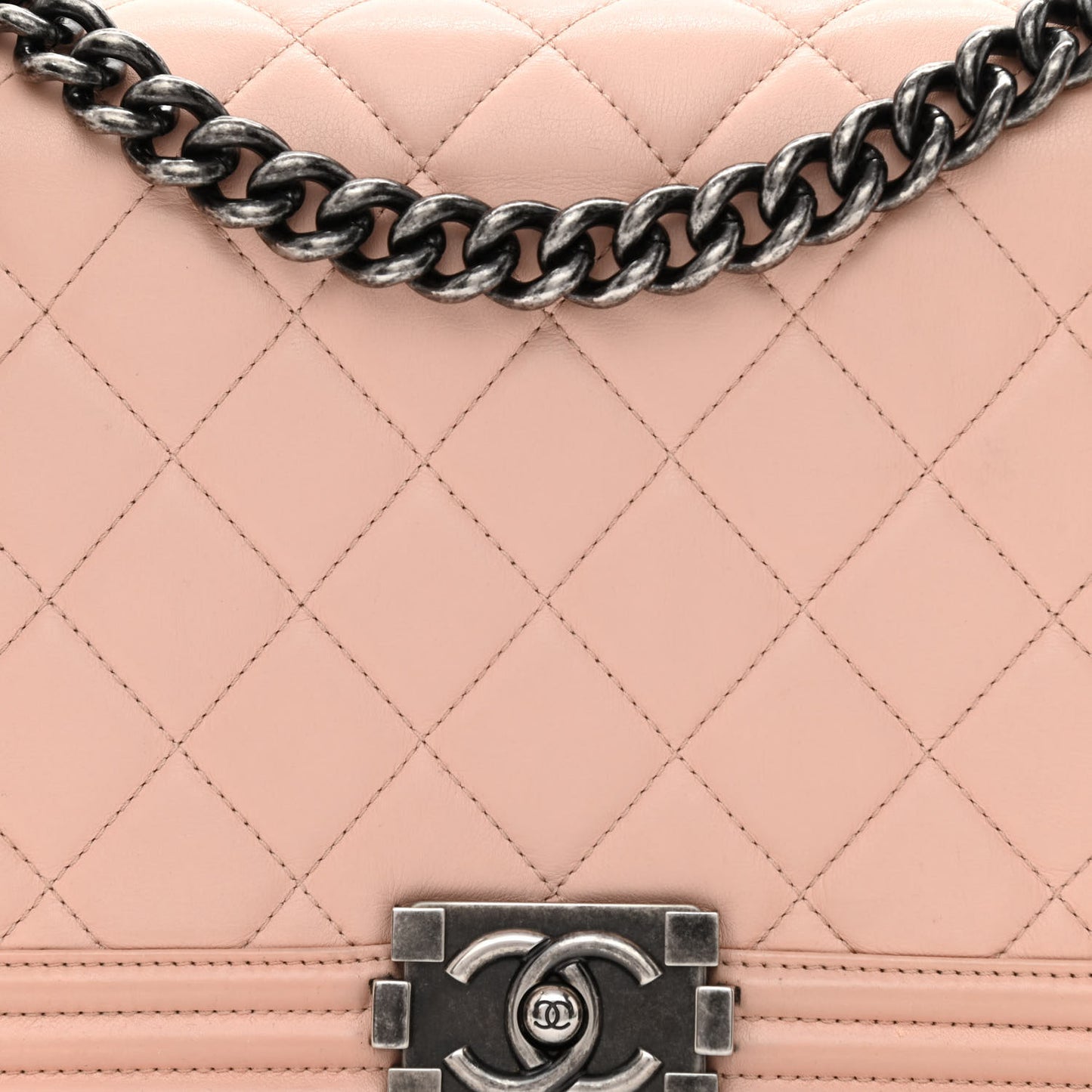 Calfskin Quilted New Medium Boy Flap Light Pink