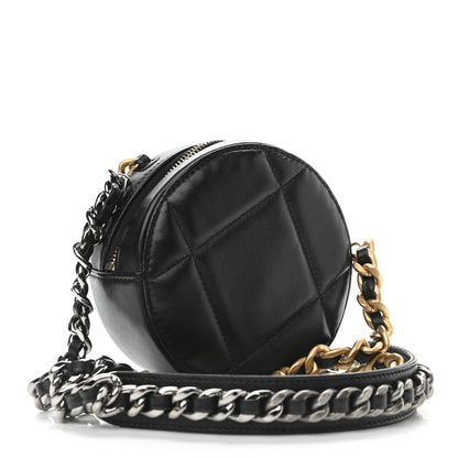 Chanel Lambskin Quilted Chanel 19 Round Clutch With Chain Black 3 of 9