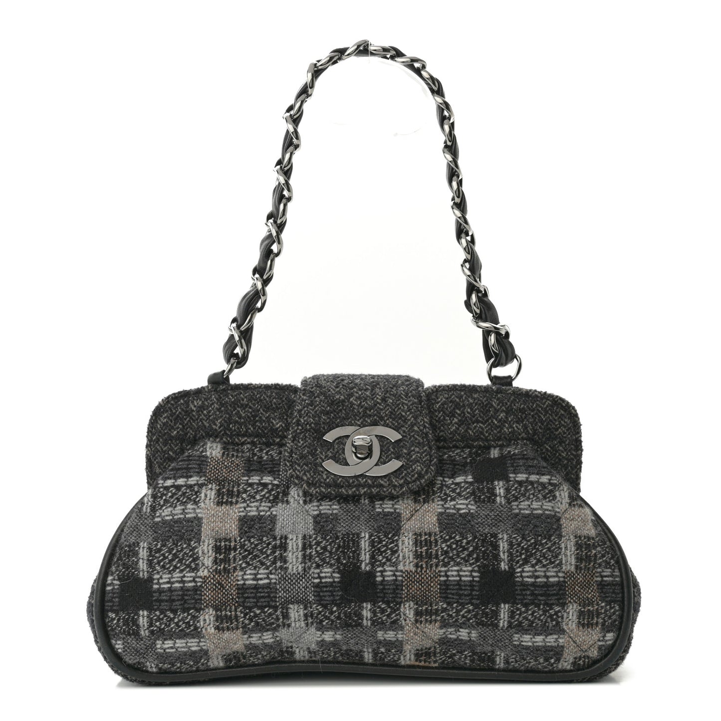 Wool Tweed Frame Bag Grey Multicolor