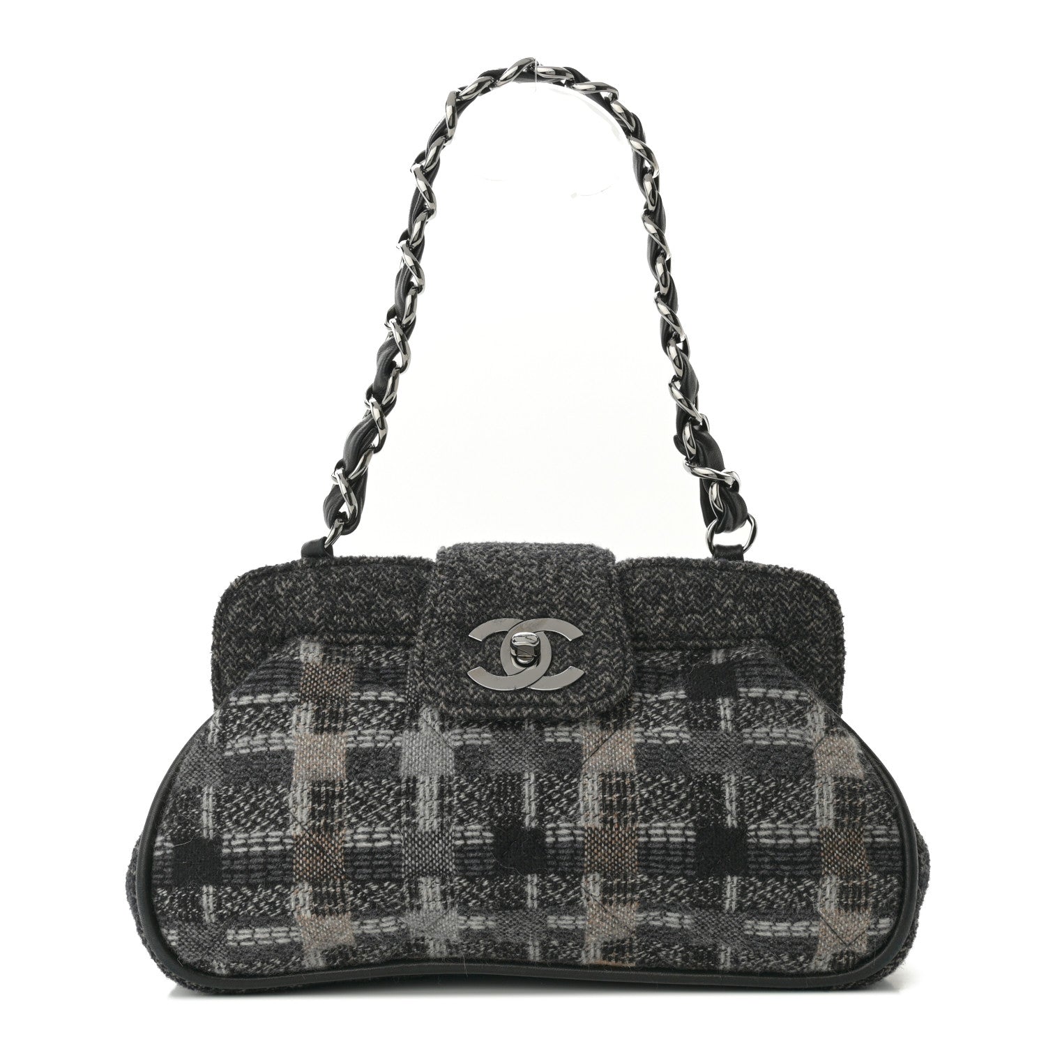 Chanel Wool Tweed Frame Bag Grey Multicolor 1 of 10