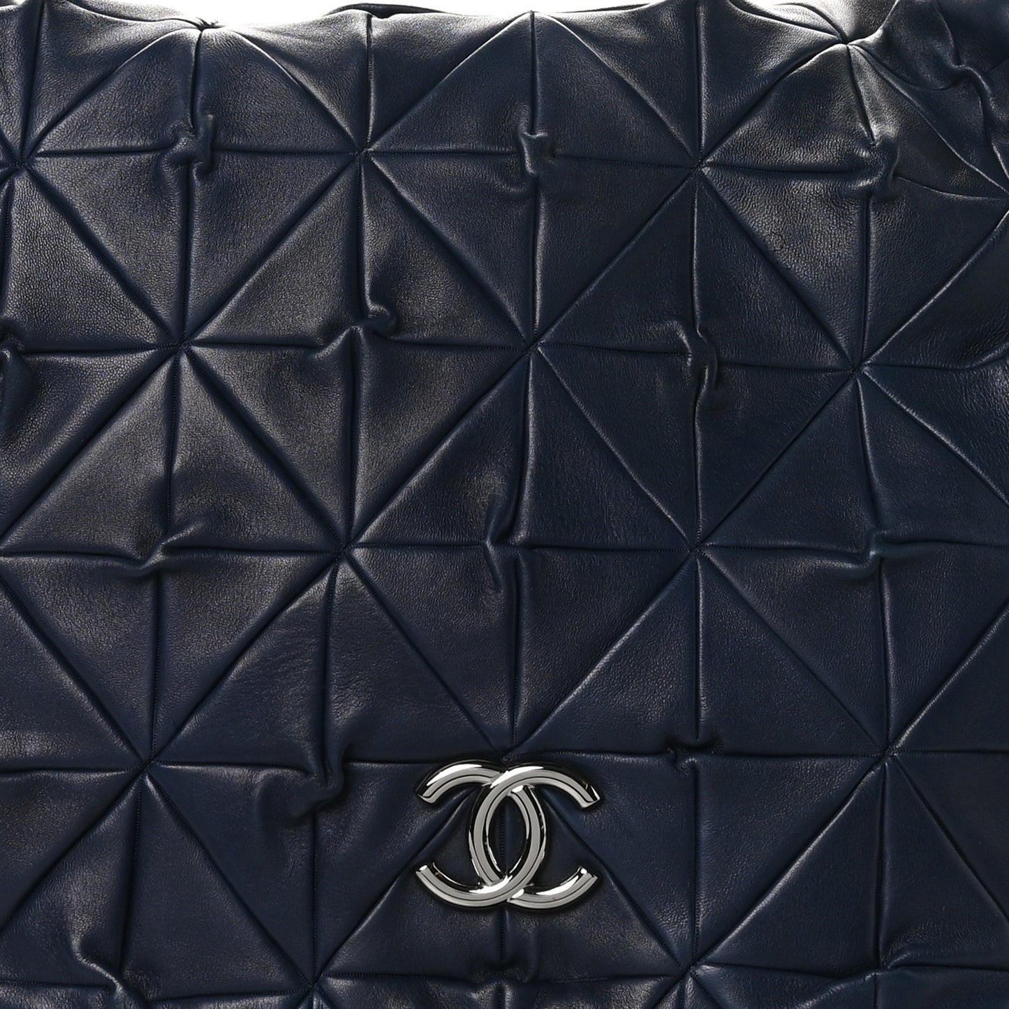 Lambskin Quilted Soft Squares Origami Accordion Flap Navy
