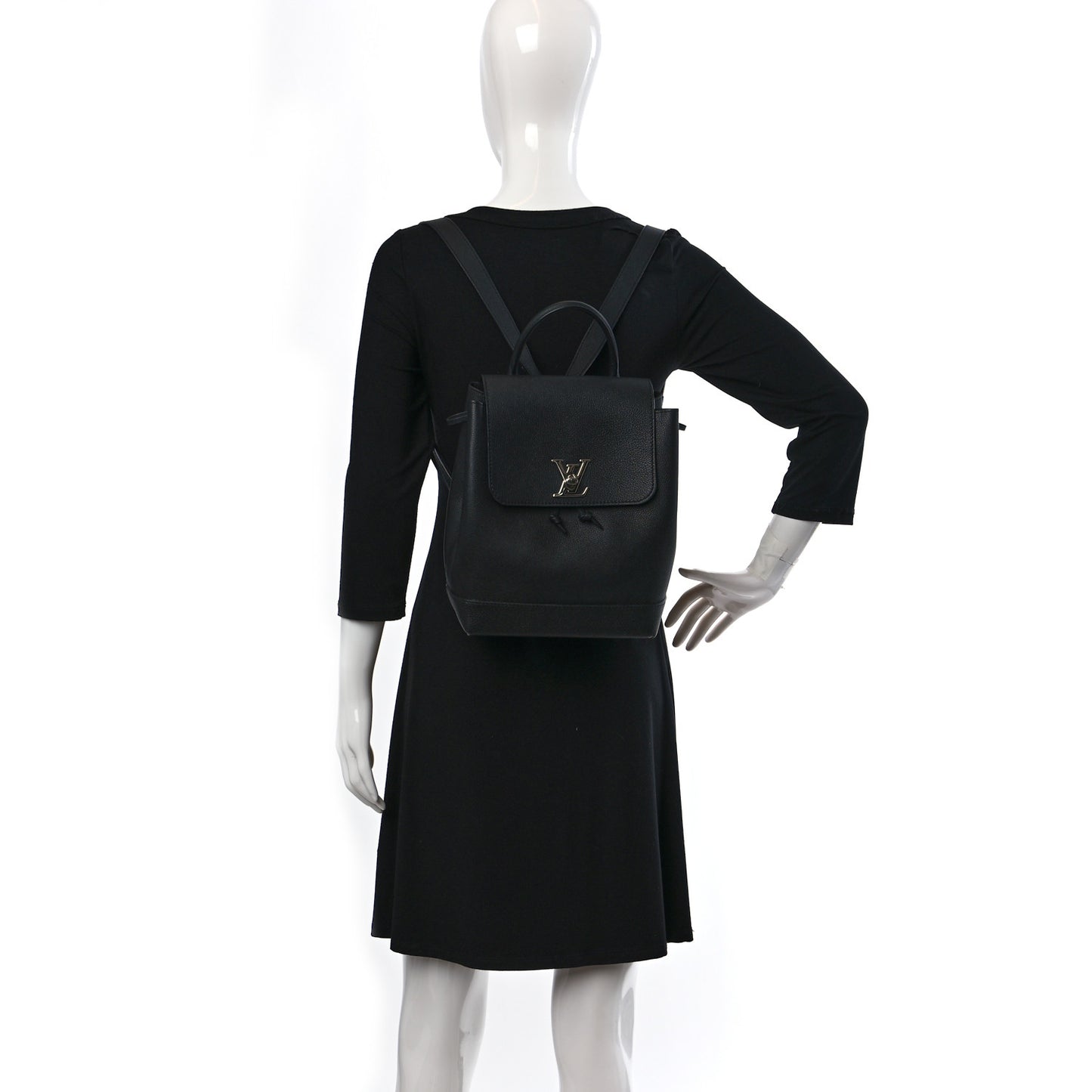 Calfskin Lockme Backpack Black