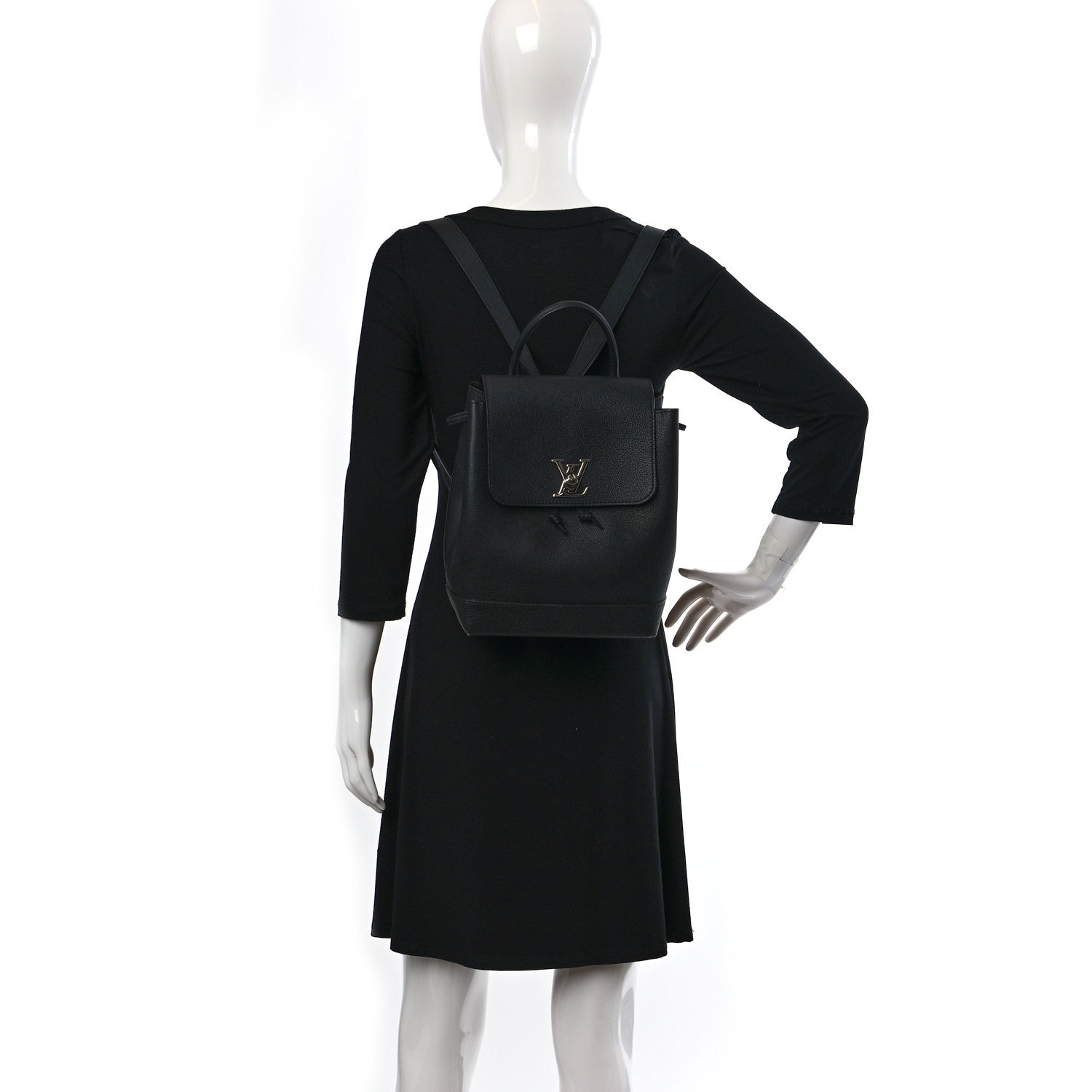 Louis Vuitton Calfskin Lockme Backpack Black 2 of 8