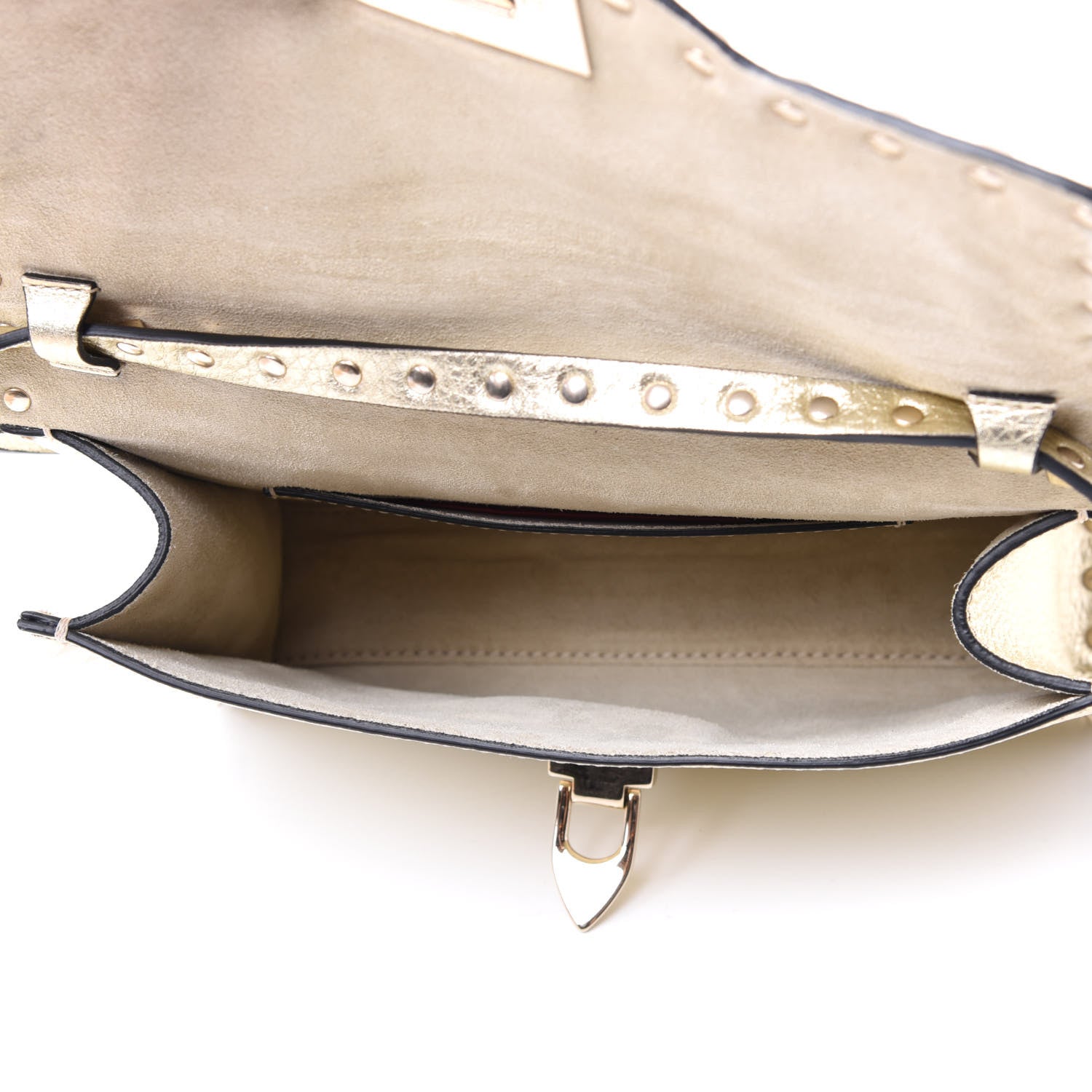 Valentino Garavani Metallic Pebbled Calfskin Medium Rockstud Flip Lock Crossbody Bag Platino 4 of 8