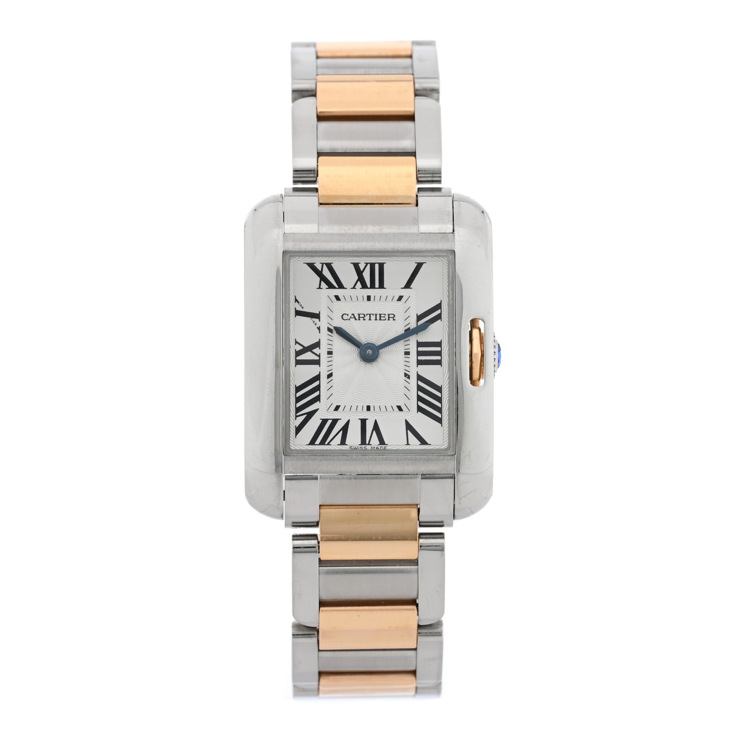 Stainless Steel 18K Pink Gold 23mm Tank Anglaise Quartz Watch