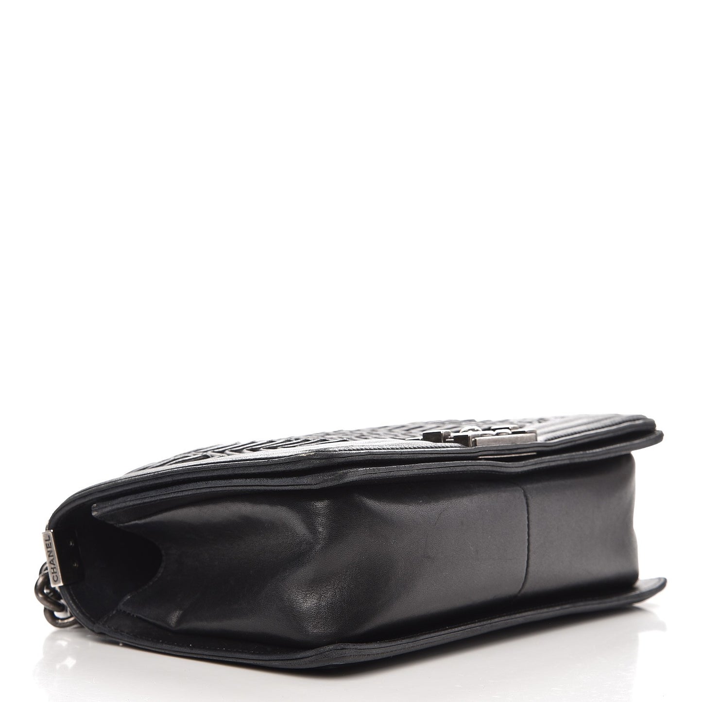 Calfskin Pleated Medium Boy Flap Black