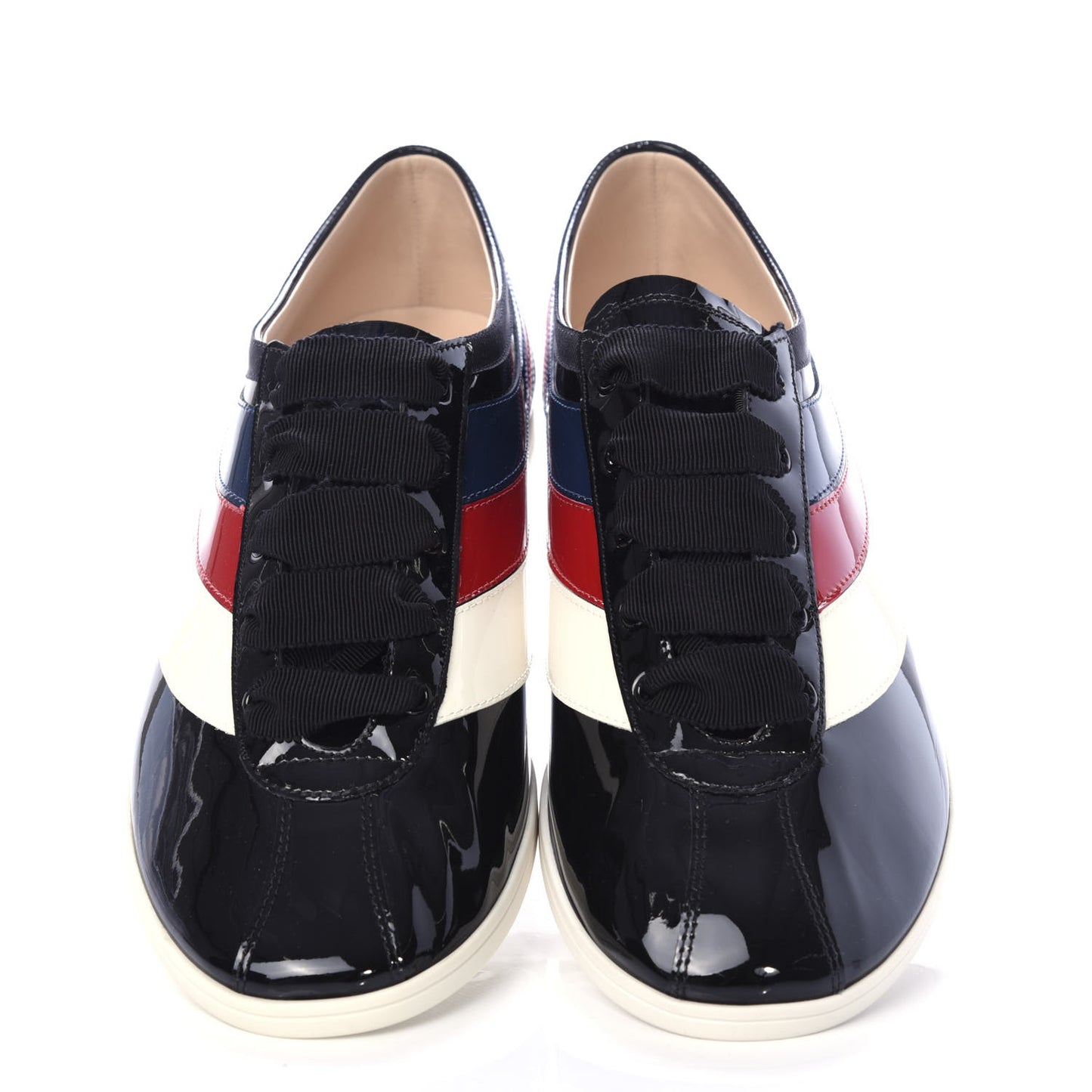 Patent Calfskin Web Falacer Sneakers 9 Black