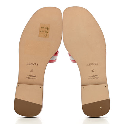 Hermes Canvas Calfskin Oran Sandals 37 Prunoir Rouge A Levre 5 of 9