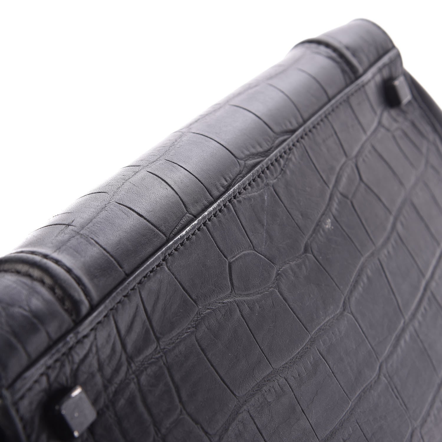 Celine Crocodile Embossed Calfskin Medium Phantom Luggage Black 11 of 11