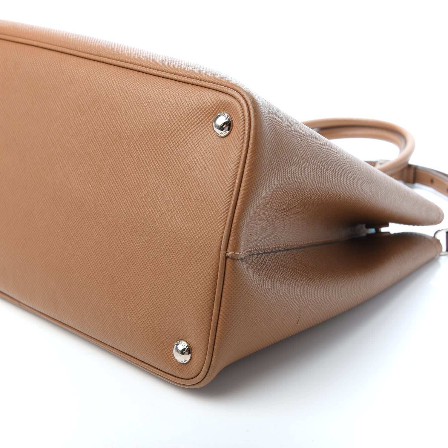 Prada Saffiano Cuir Medium Double Handle Tote Cannella Turchese 9 of 9