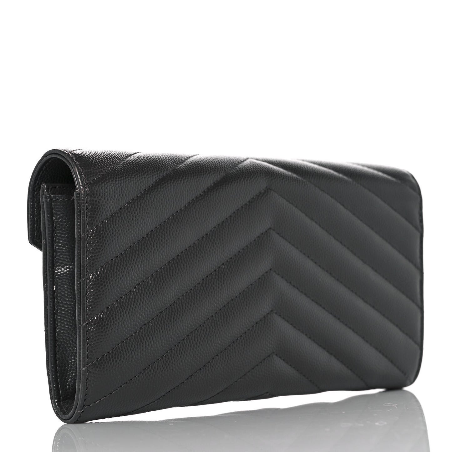 Grain De Poudre Matelasse Chevron Monogram Flap Wallet Coal