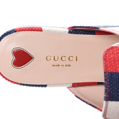 Gucci Canvas Sylvie Stripe Womens Princetown Slippers 39 Mystic White Hibiscus Red Maritime 7 of 8