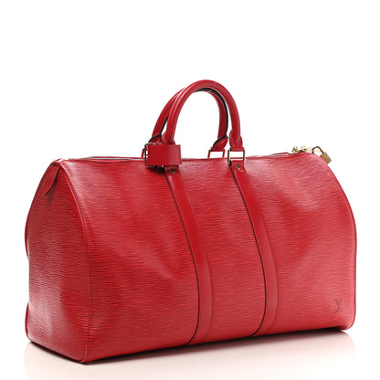 Louis Vuitton Epi Keepall 45 Castillan Red 3 of 11