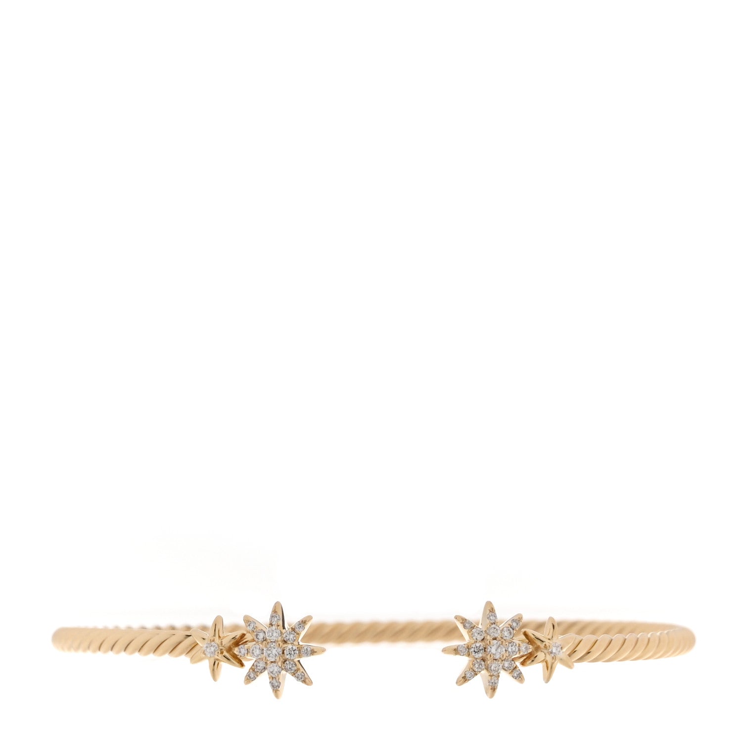 David Yurman 18K Yellow Gold Diamond Petite Starburst Cable Bracelet 1 of 3