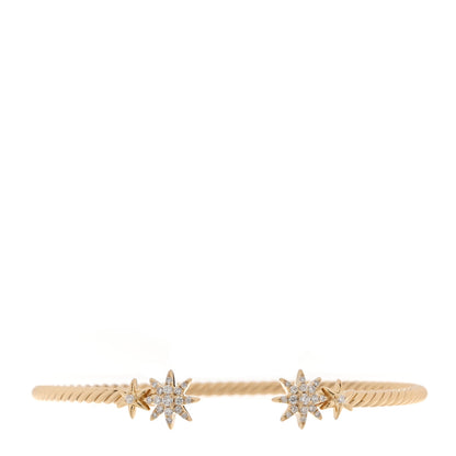 David Yurman 18K Yellow Gold Diamond Petite Starburst Cable Bracelet 1 of 3