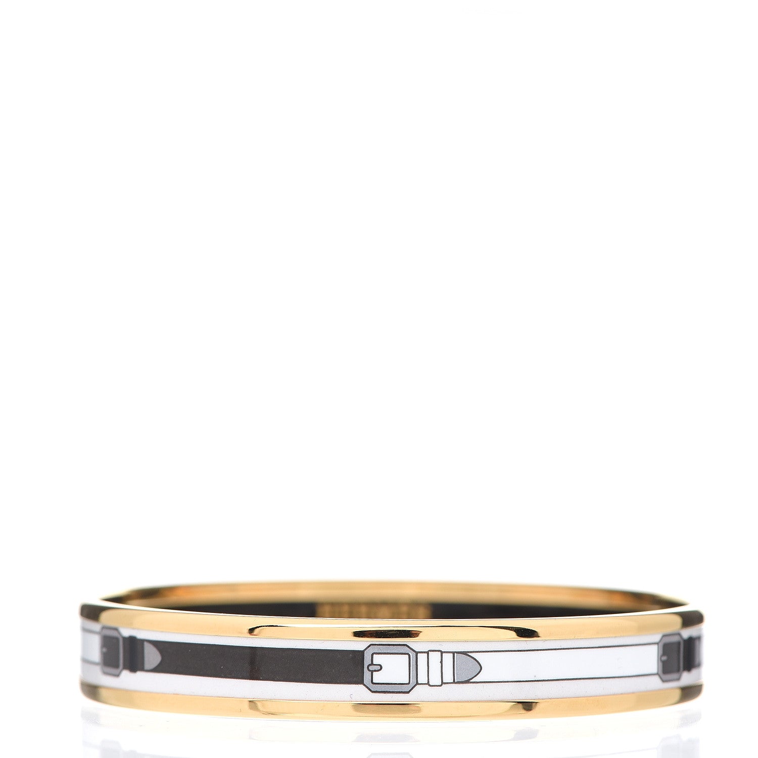 Hermes Enamel Printed Narrow Grand Manege Bracelet 62 Faux Gris 2 of 3