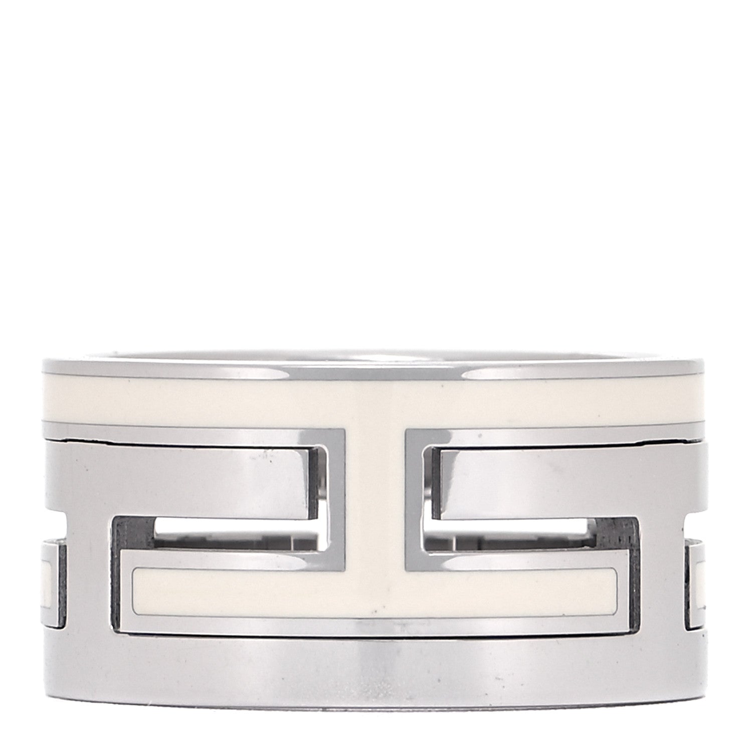 Hermes Sterling Silver Enamel Arcane Move H Ring 50 5.5 White 1 of 5