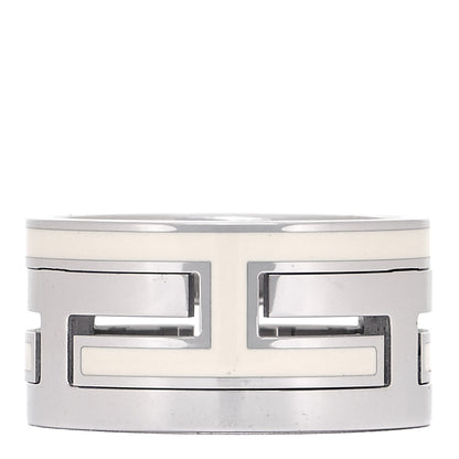 Hermes Sterling Silver Enamel Arcane Move H Ring 50 5.5 White 1 of 5