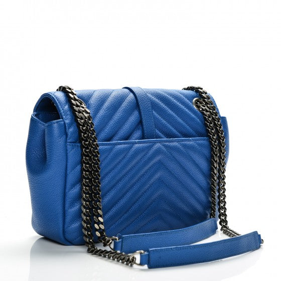 Saint Laurent Grained Calfskin Matelasse Monogram Classic Medium Chain Bag Royal Blue 3 of 14