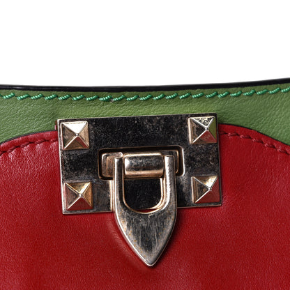 Valentino Garavani Vitello Colorblock Small Rockstud Tote Deep Rose Clover Grey Scarlet 6 of 6
