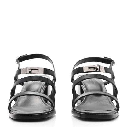 Hermes Calfskin Eve 60 Sandals 37 Black 4 of 18