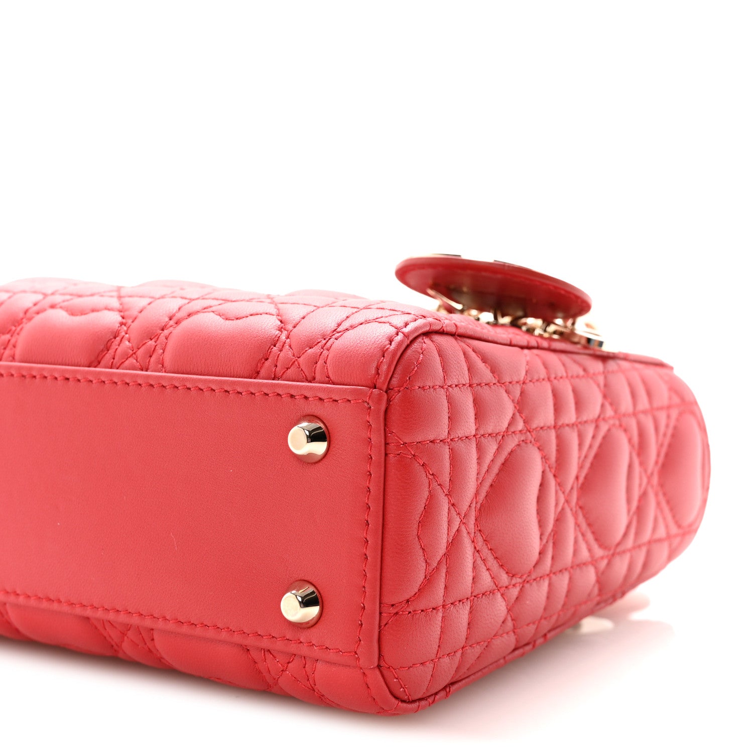 Christian Dior Calfskin Cannage Dioramour Mini Lady Dior Bag Bright Red 9 of 10