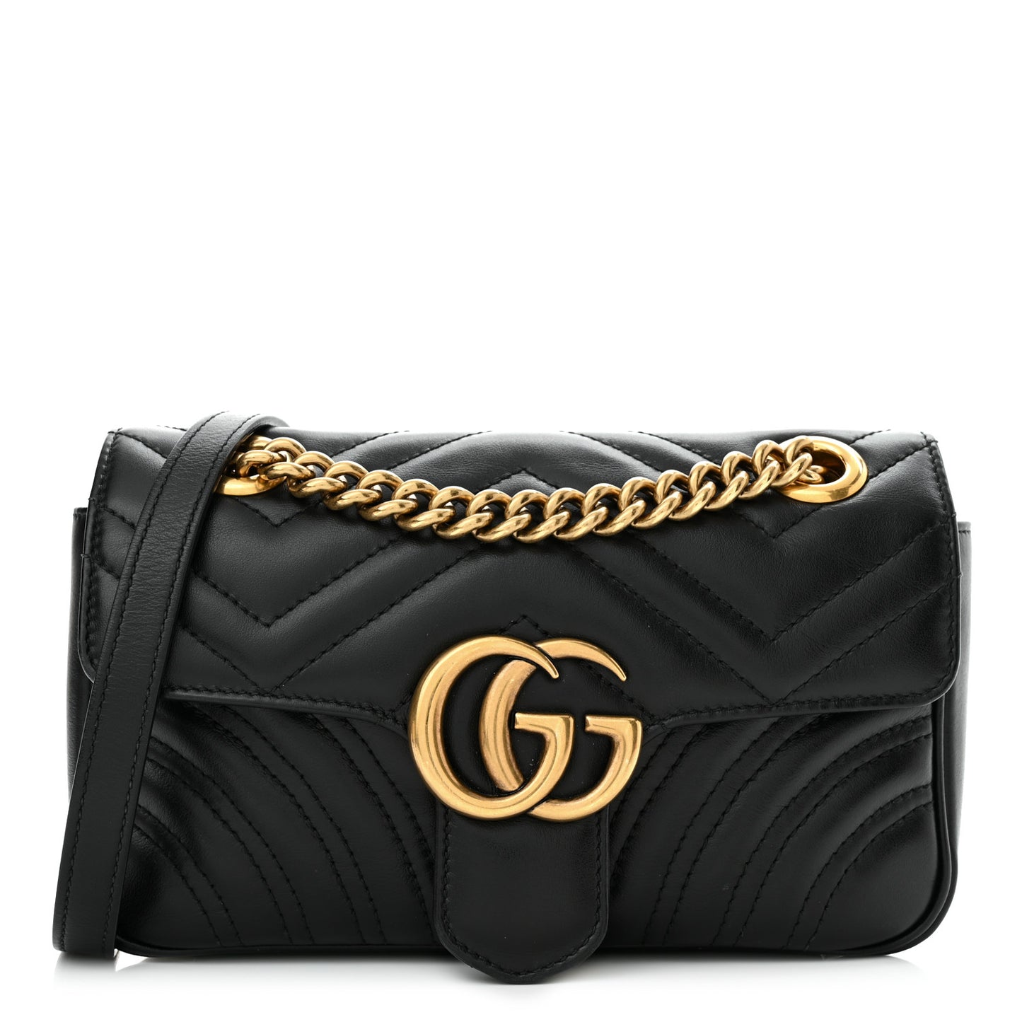 Calfskin Matelasse Mini GG Marmont Shoulder Bag Black