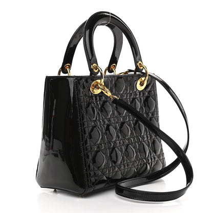 Christian Dior Patent Cannage Medium Lady Dior Black 2 of 10