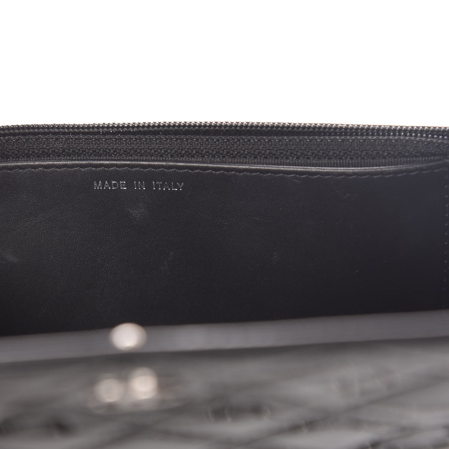 Patent Quilted Wallet On Chain WOC Black