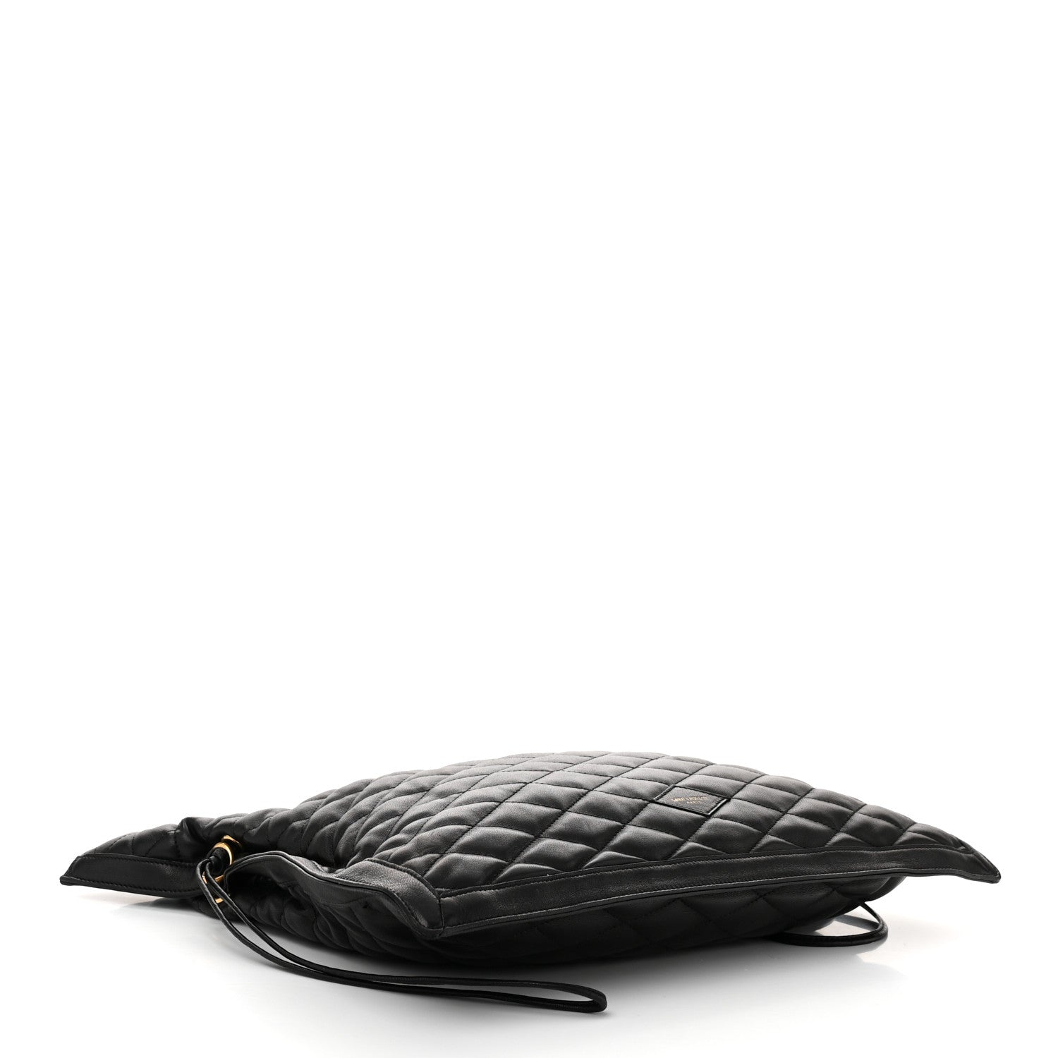 Saint Laurent Lambskin Quilted Pochon Drawstring Tote Bag Black 4 of 11