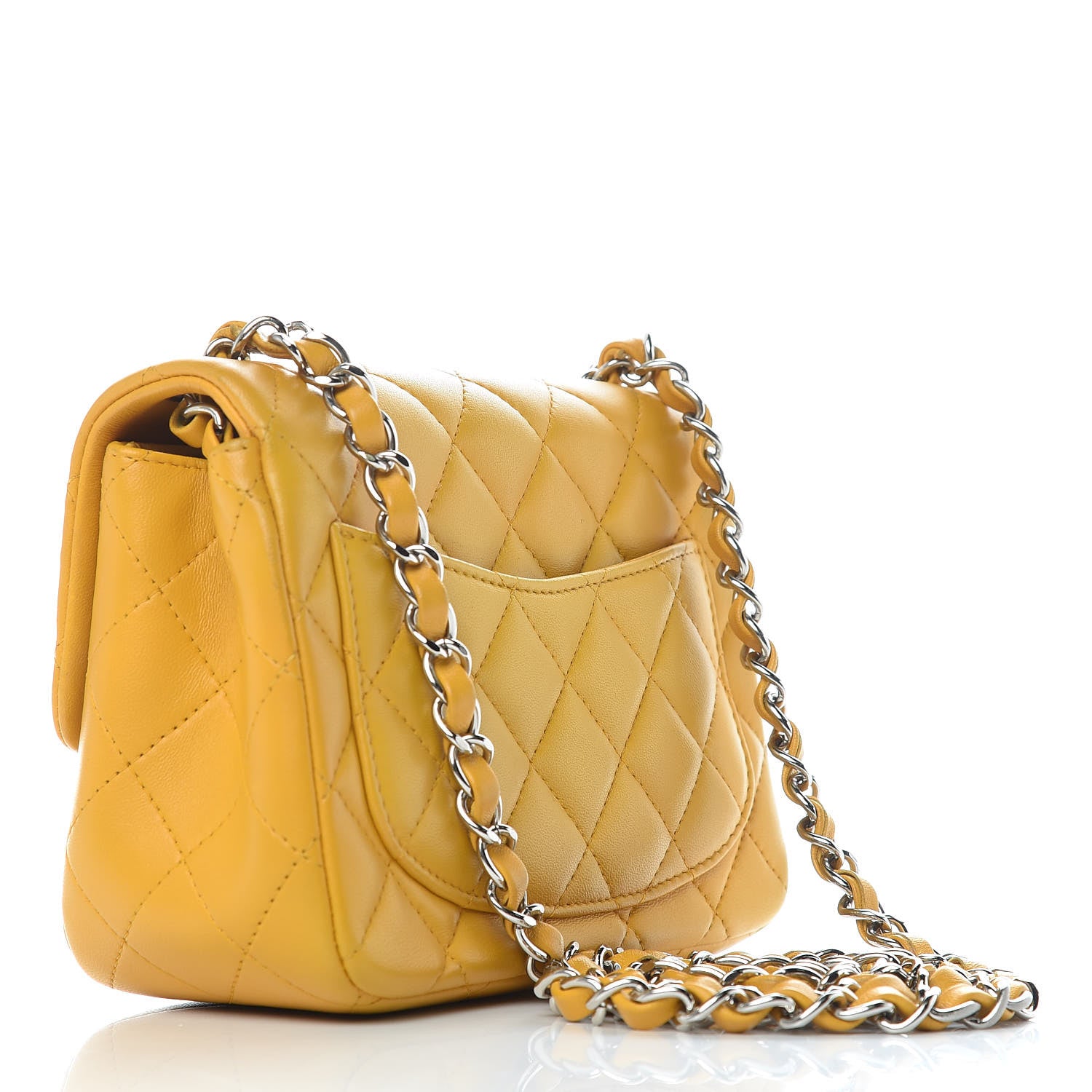 Chanel Lambskin Quilted Mini Square Flap Yellow 3 of 9