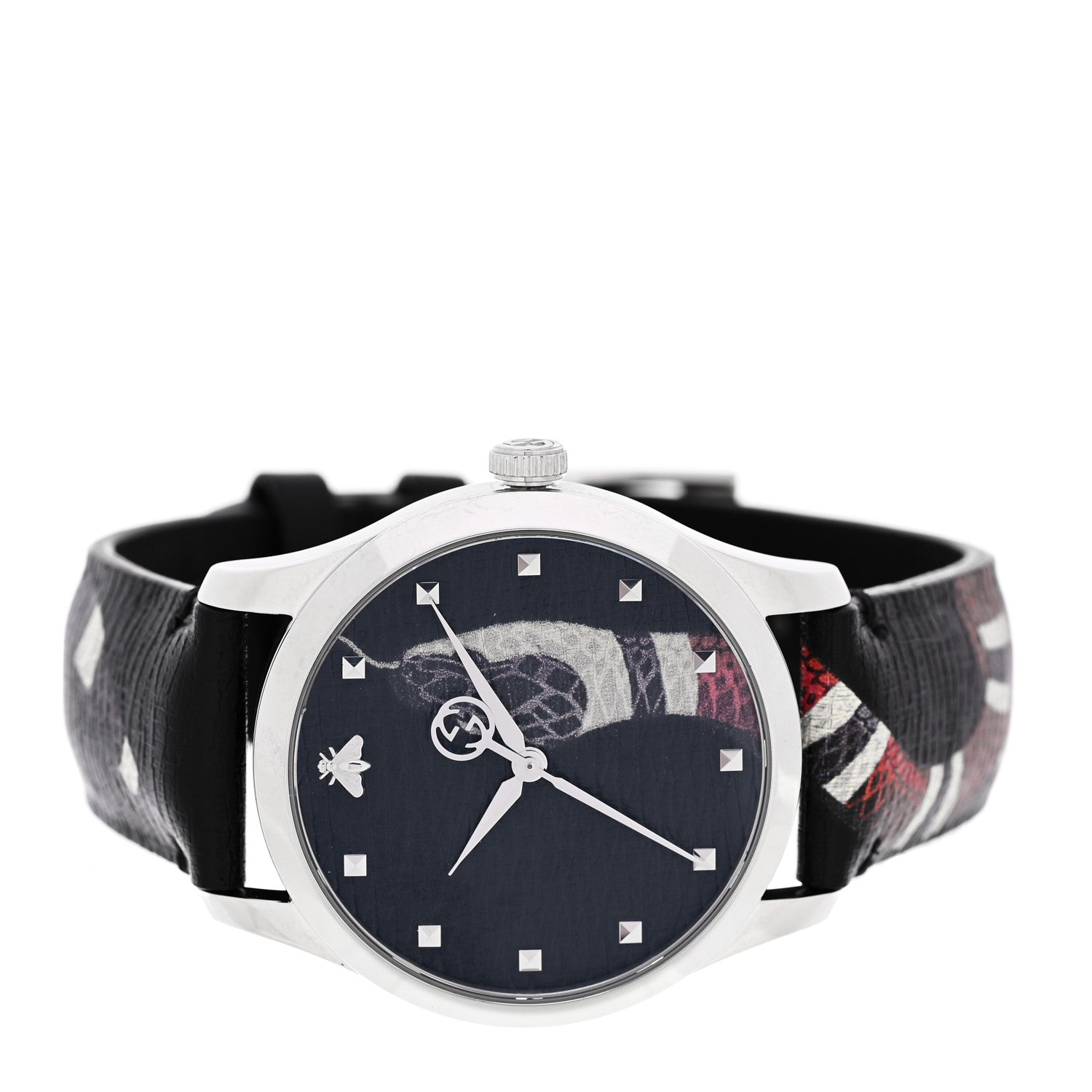 Gucci Stainless Steel Calfskin 38mm Le Marche Des Merveilles Snake Quartz Watch Black 2 of 5