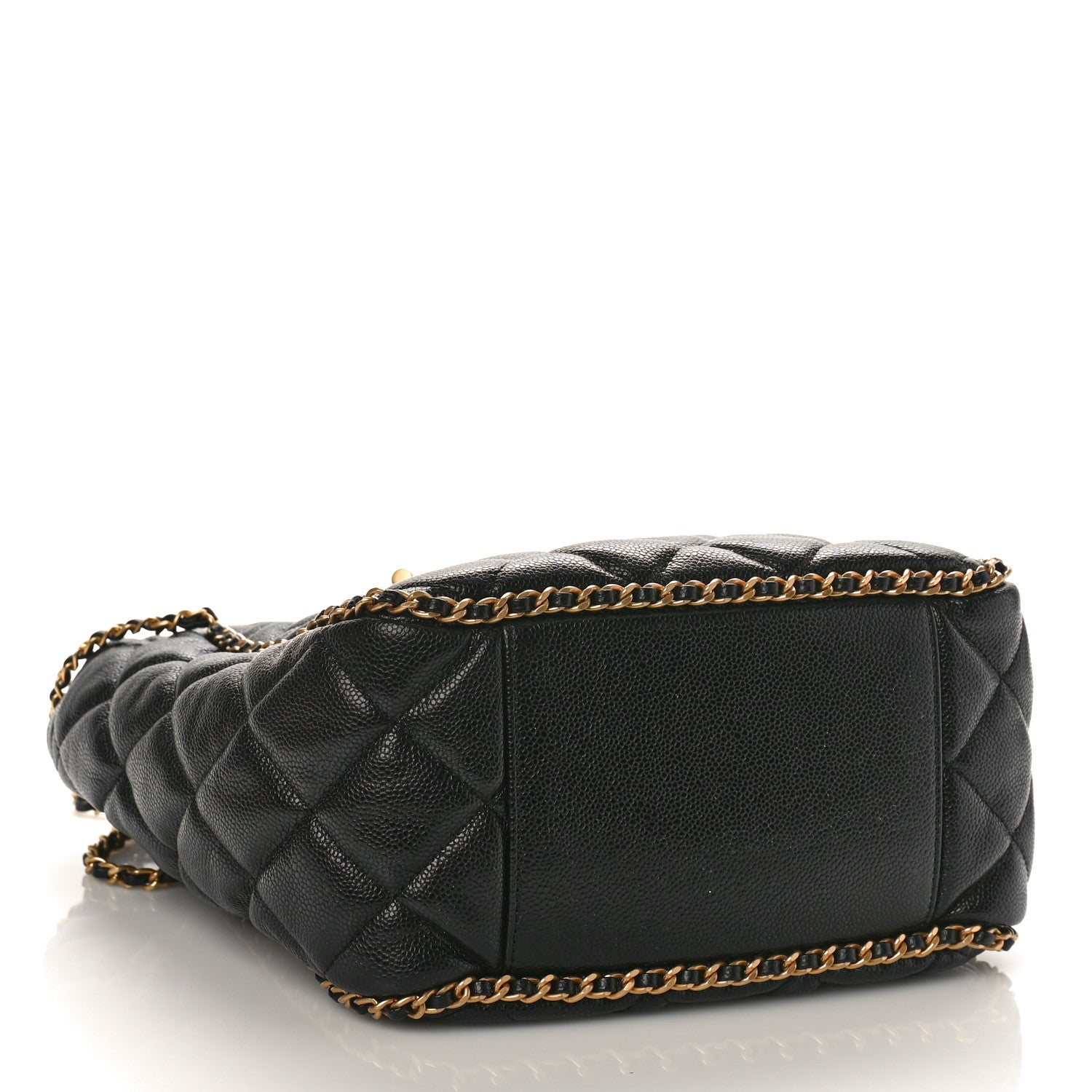 Chanel Caviar Quilted Chain Around Multi Chain Bucket Drawstring Bag Black 4 of 8