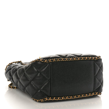 Chanel Caviar Quilted Chain Around Multi Chain Bucket Drawstring Bag Black 4 of 8