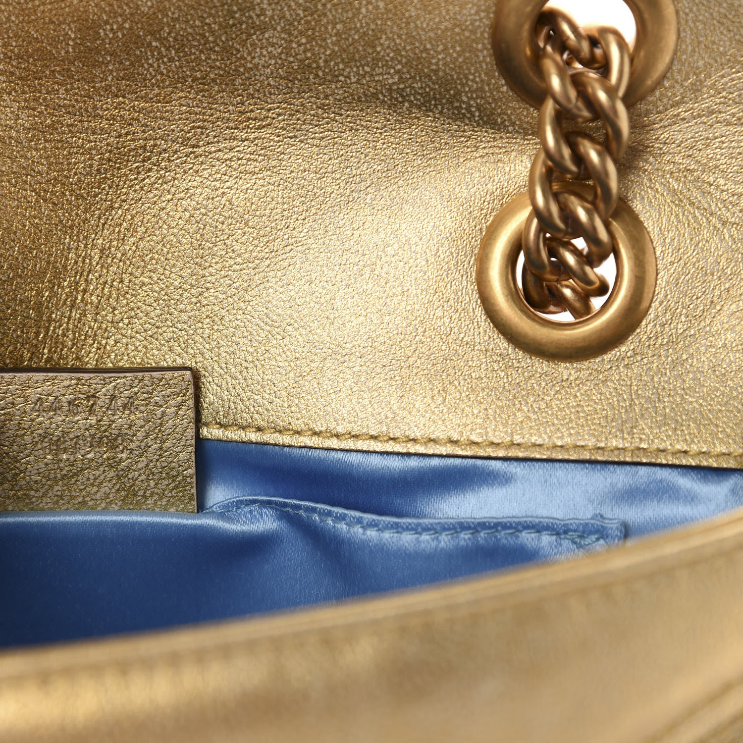 Gucci Metallic Calfskin Matelasse Mini GG Marmont Shoulder Bag Gold Pink 10 of 11