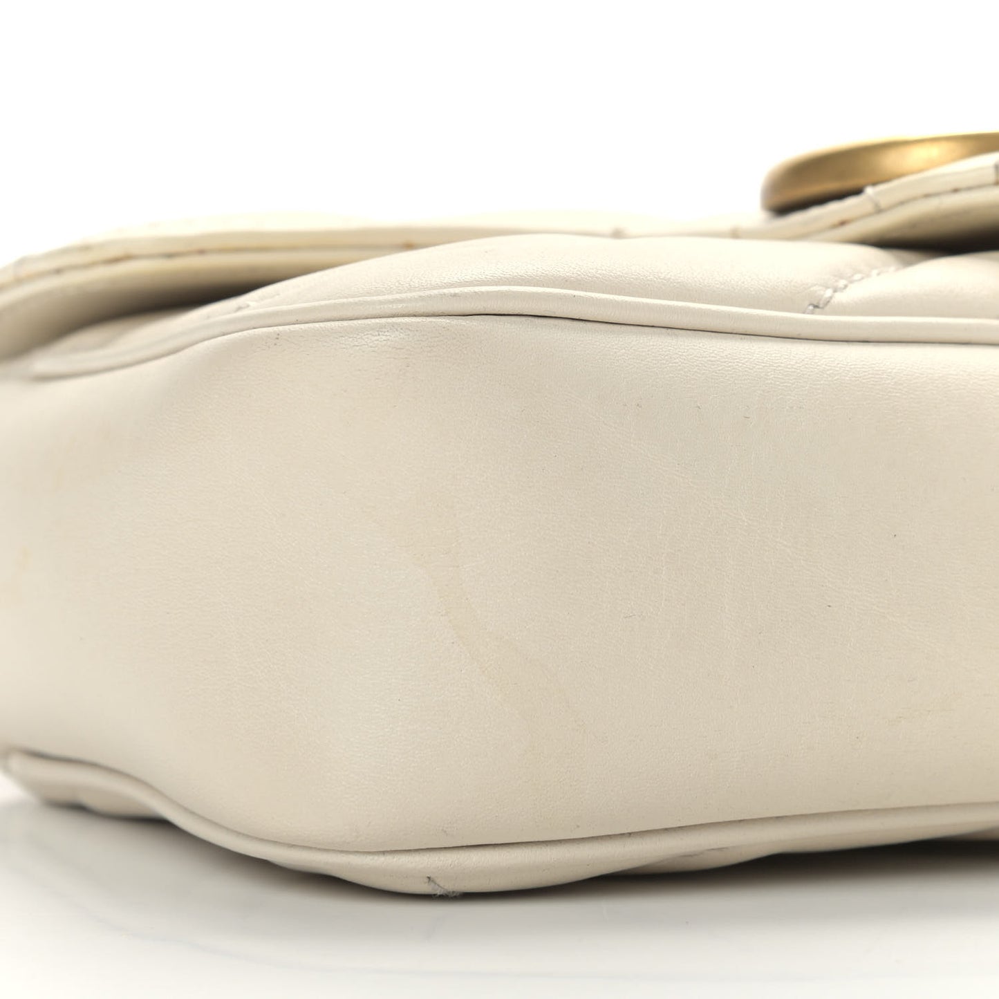 Calfskin Matelasse Super Mini GG Marmont Shoulder Bag White
