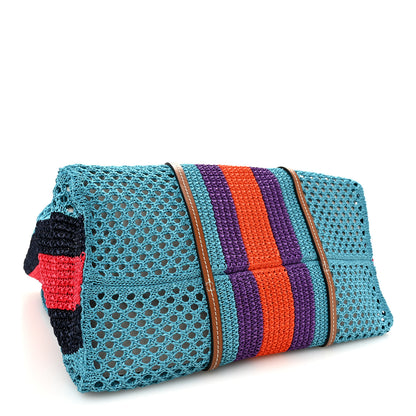 Gucci Raffia Web Woven Interlocking G Tote Blue Multicolor 4 of 10