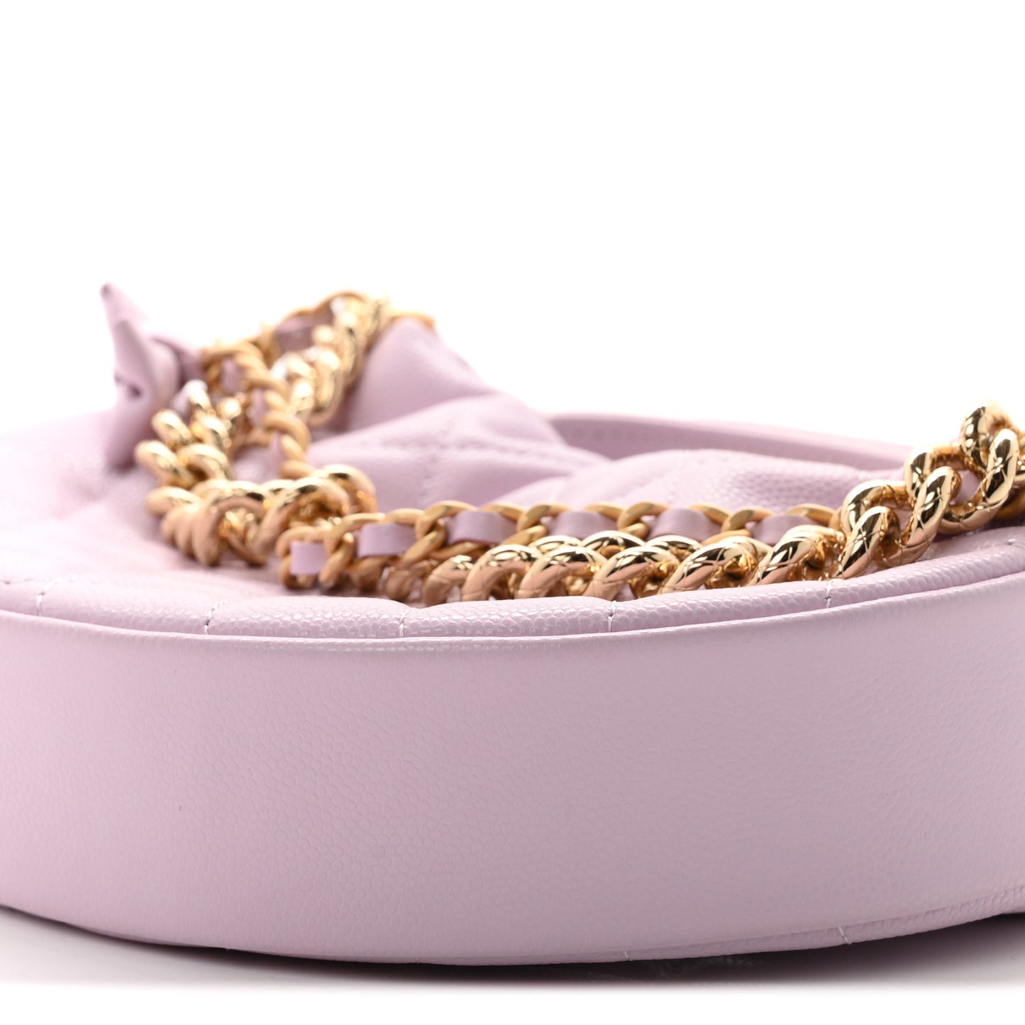Shiny Caviar Quilted Bow Pouch Hobo Light Purple