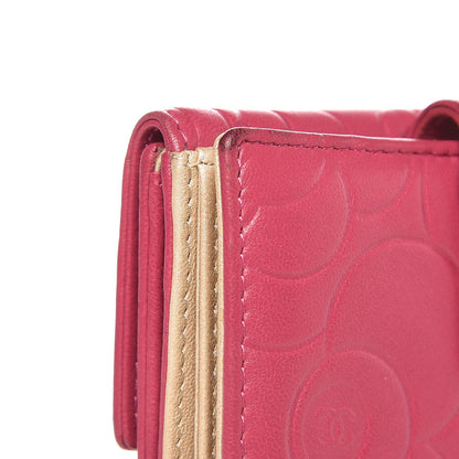 Chanel Lambskin Embossed Camellia French Wallet Fuchsia 10 of 12