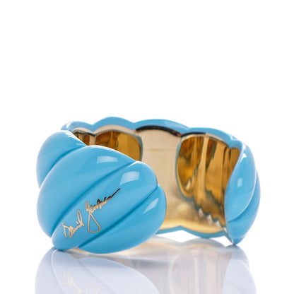 David Yurman Sterling Silver Vermeil Turquoise Resin Sculpted Cable Cuff Bracelet 3 of 3
