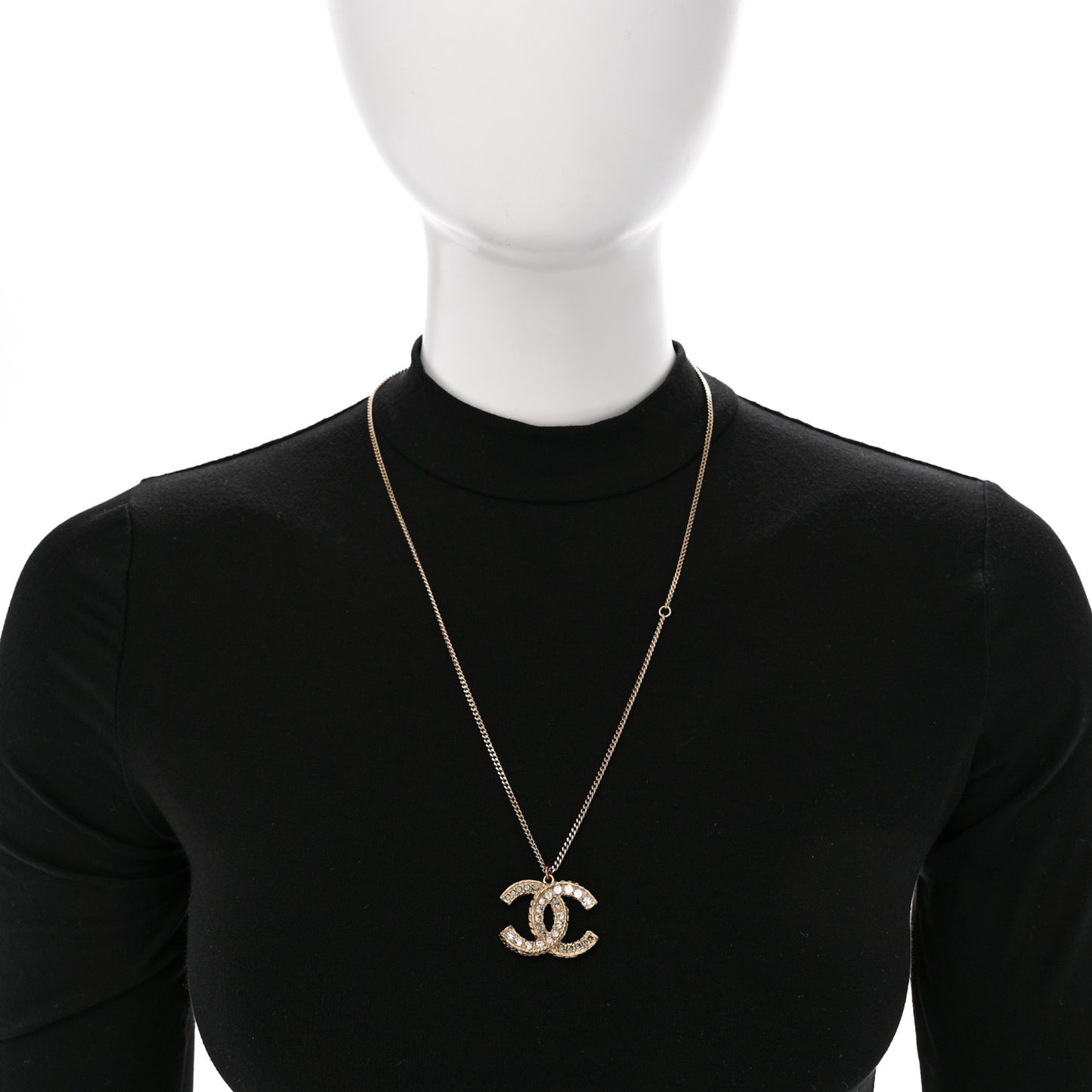 Crystal Enamel CC Necklace Light Gold