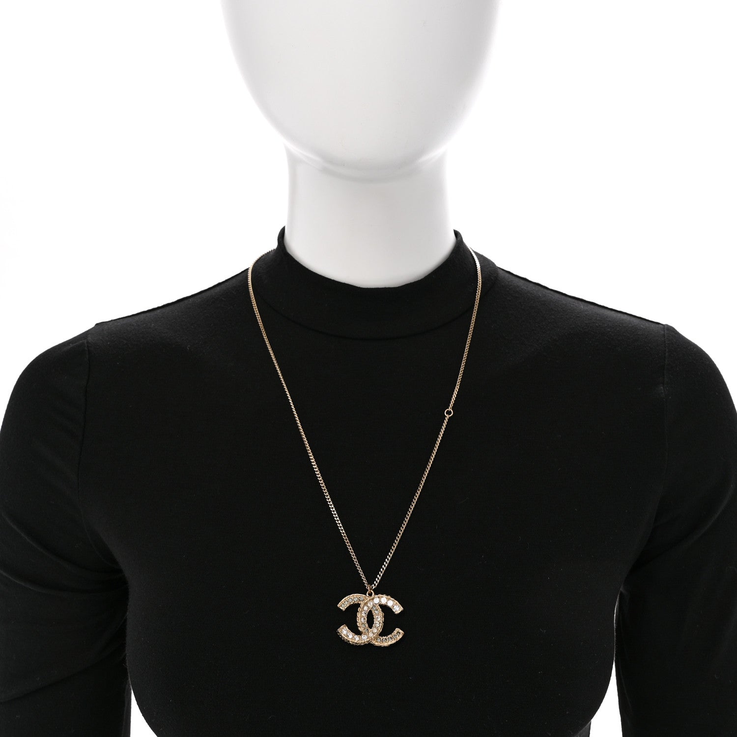 Chanel Crystal Enamel CC Necklace Light Gold 2 of 6