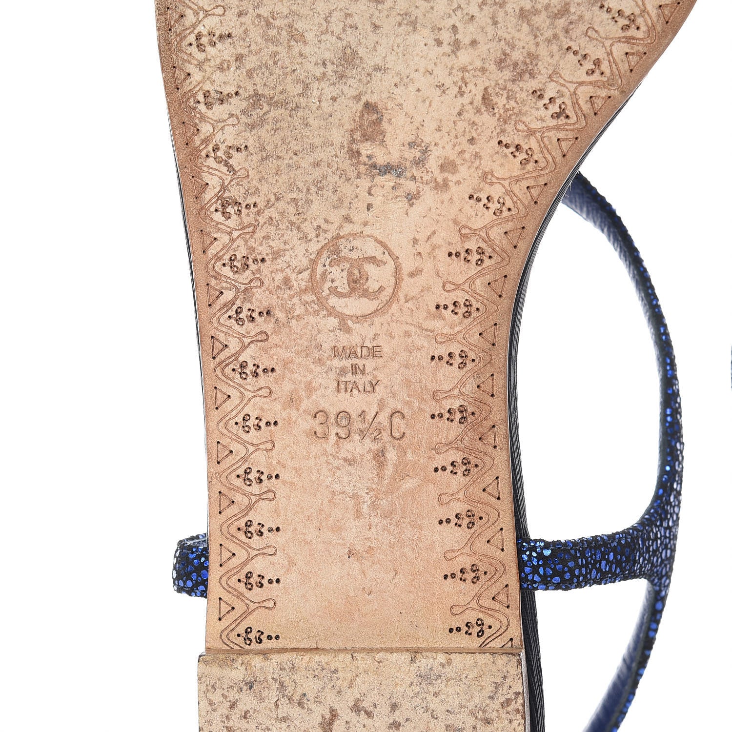 Chanel Glitter CC Thong Sandals 39.5 Dark Blue 8 of 16