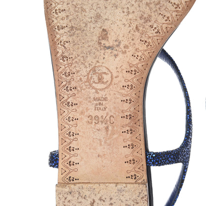 Chanel Glitter CC Thong Sandals 39.5 Dark Blue 8 of 16
