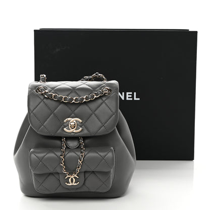 Chanel Lambskin Quilted Small Duma Drawstring Backpack Grey 11 of 11